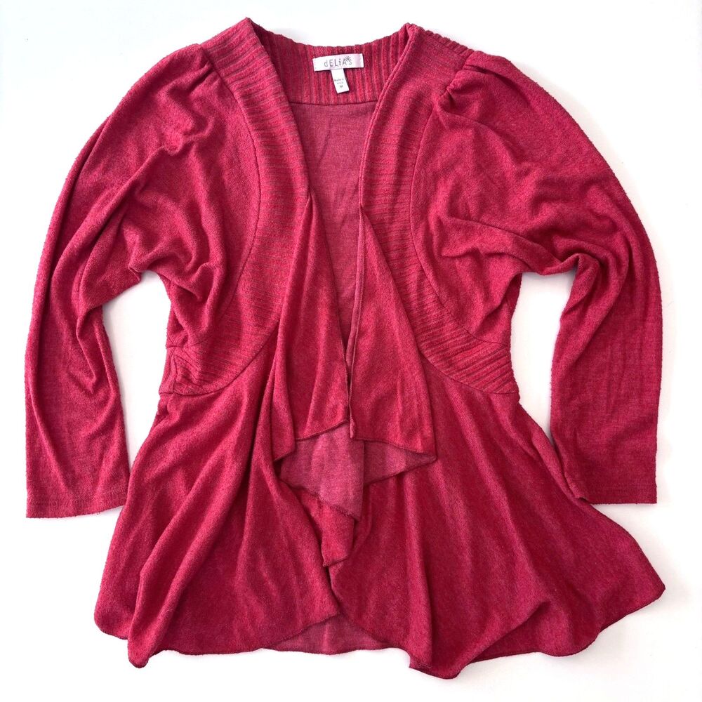 Delia’s Y2K Red Open Cardigan Size M Valentines Pop Juniors Teen